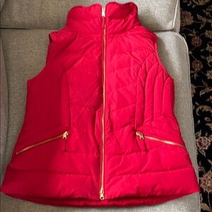 Talbots Red Quilted Puffer Vest with High Collar